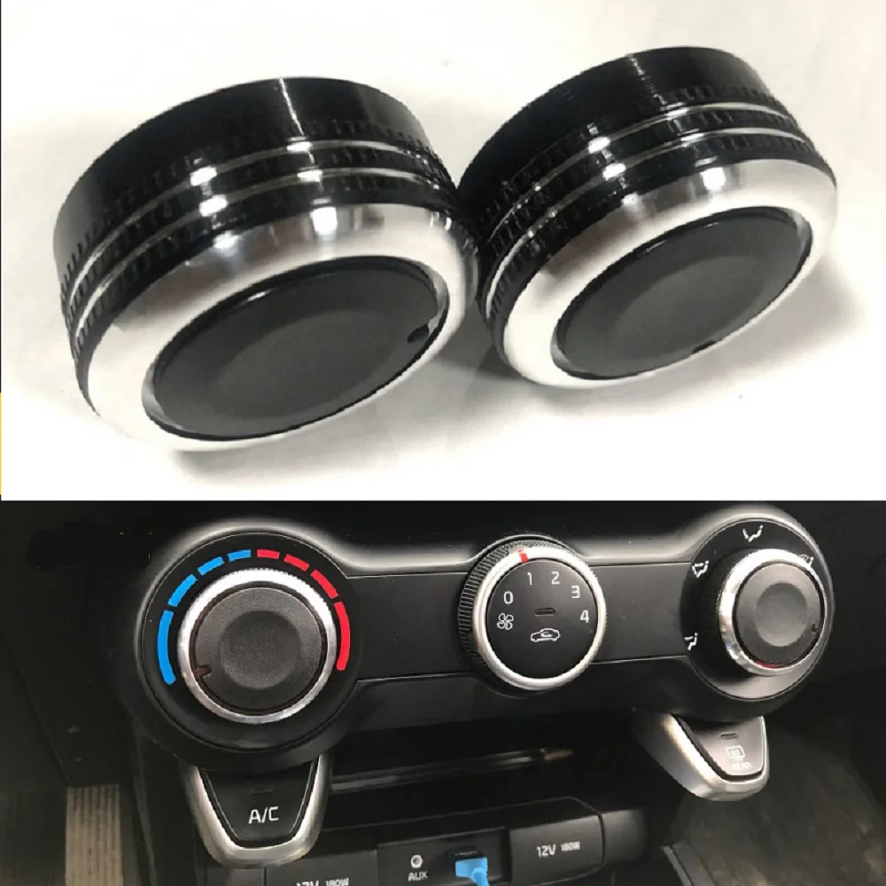 

3Pcs Car AC Knob Air Conditioning Heat Control Switch Knob Cover Panel Aluminum Alloy Accessories for Kia Rio K2 KX Cross