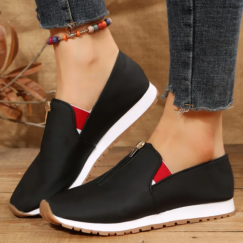 

Flats Shoes Women Spring Casual Sports Front Zip Loafers Woman Lightweight Walking Shoes Footwear Zapatos Diseñador Lujo Mujer