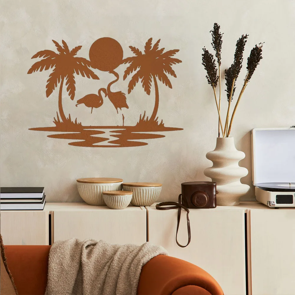 Очаровательный металлический декор пальмы фламинго — милый для вашего