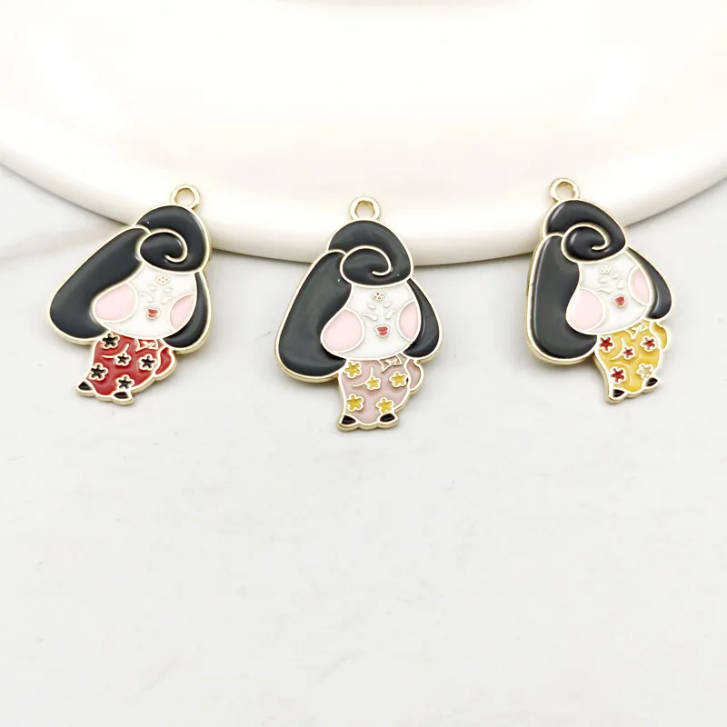

10pcs New Japanese Beautiful Cartoon Oirann Geisha Charm DIY Earrings Necklace Crafts Jewelry Making Findings