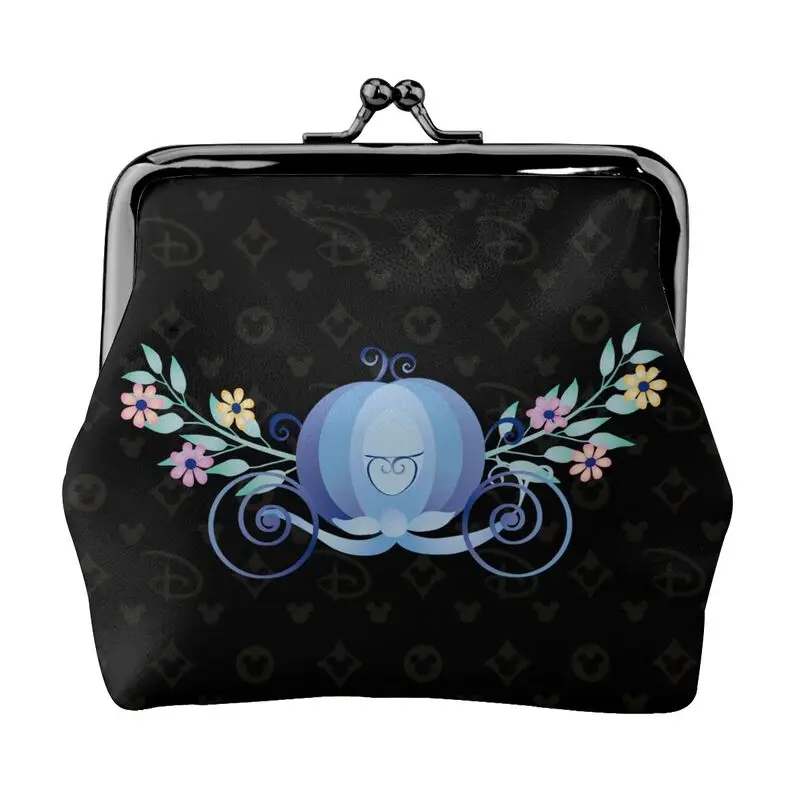 

Disney Brand Bag New Woman Cartoon Print Leather Kiss Lock Coin Purse Design Short Wallet High Quality Girl Clutch Card Holder