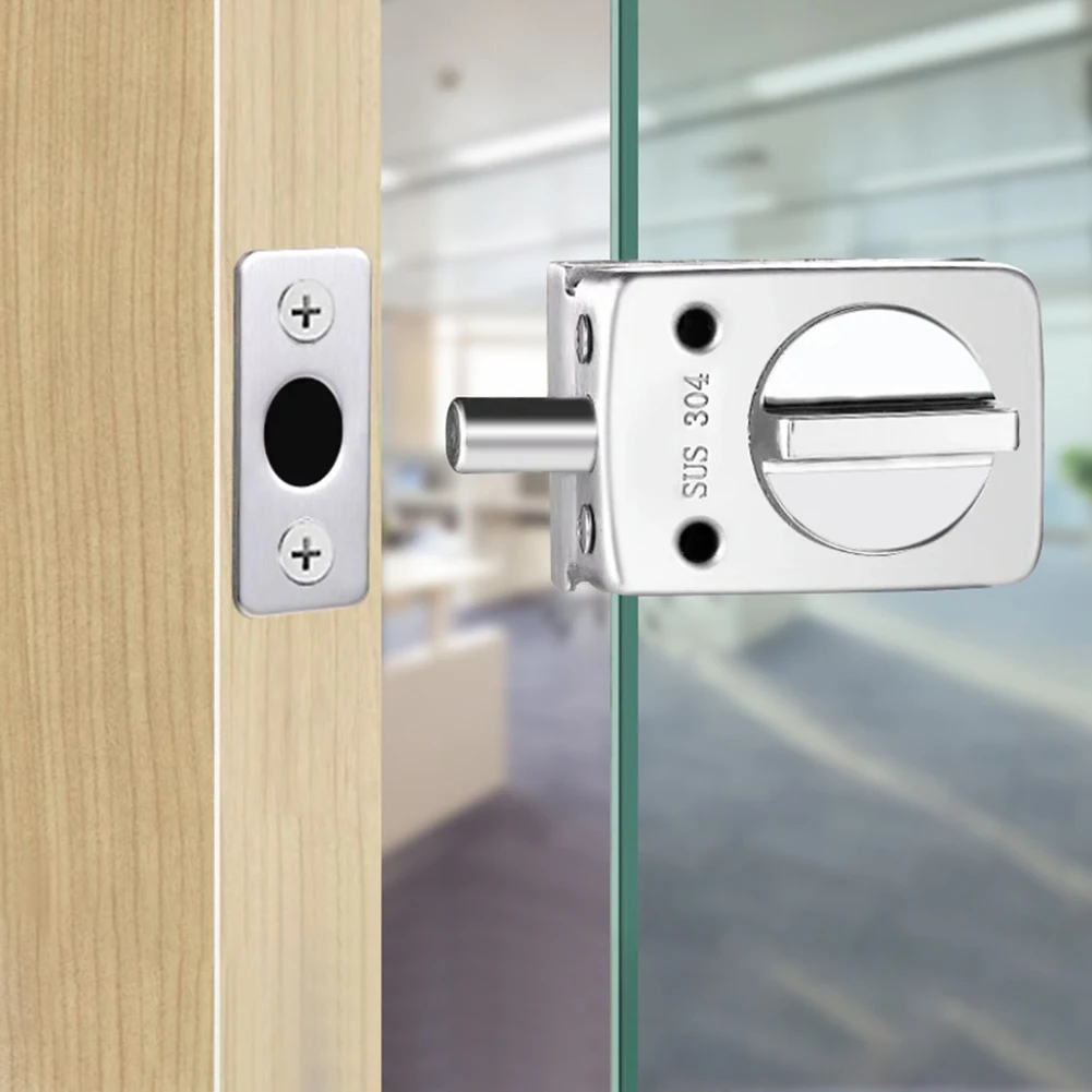 

1set Glass Door Lock Gusset Fixing Screws For Bathroom Balcony Latch Punch-free Ground Lock