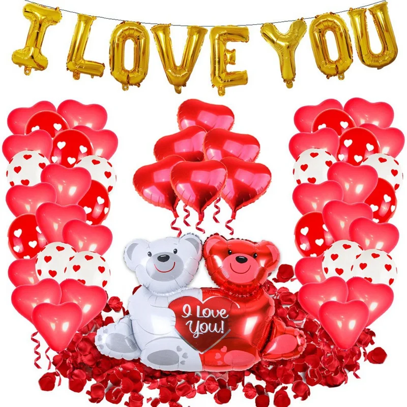 

Teddy Bear Valentines Balloons Set,Valentines Balloons Decorations,Valentines Gifts For Her Him Boyfriend Girlfriend