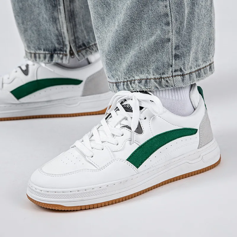 

New Arrival White Shoes Men's Snekaers Board Shoes PU Leather Lace-up Vulcanized Shoes Men Spring Fashion Sneakers Chaussure
