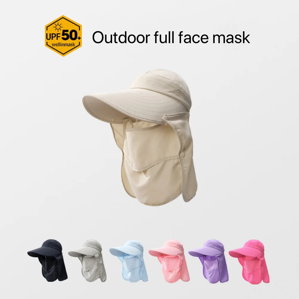 

В наличии 7 цветов, хлопковая кепка с покрытием, маска для всего лица, Женская солнцезащитная Кепка с защитой от ультрафиолета и солнца, летн...