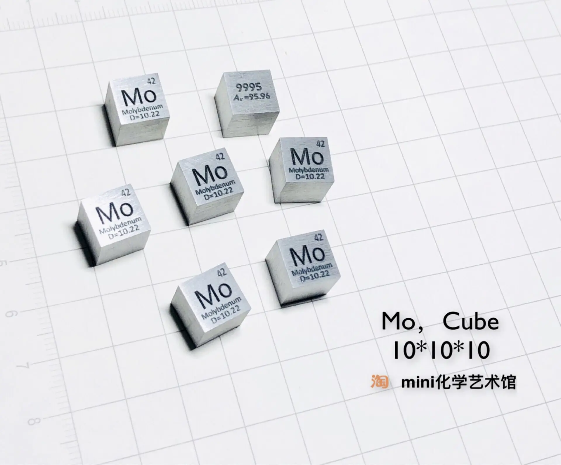 

Metal Molybdenum Has a Side Length of 10mm and a Weight of About 10.3G Mo Greater than or Equal to 99.95% Molybdenum