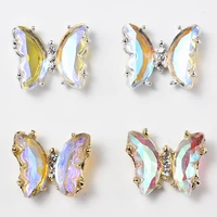 10pcslot 3d glitter aurora butterfly nail rhinestonealloy shiny nail jewelry gems acrylic crystal nail art decoration 7