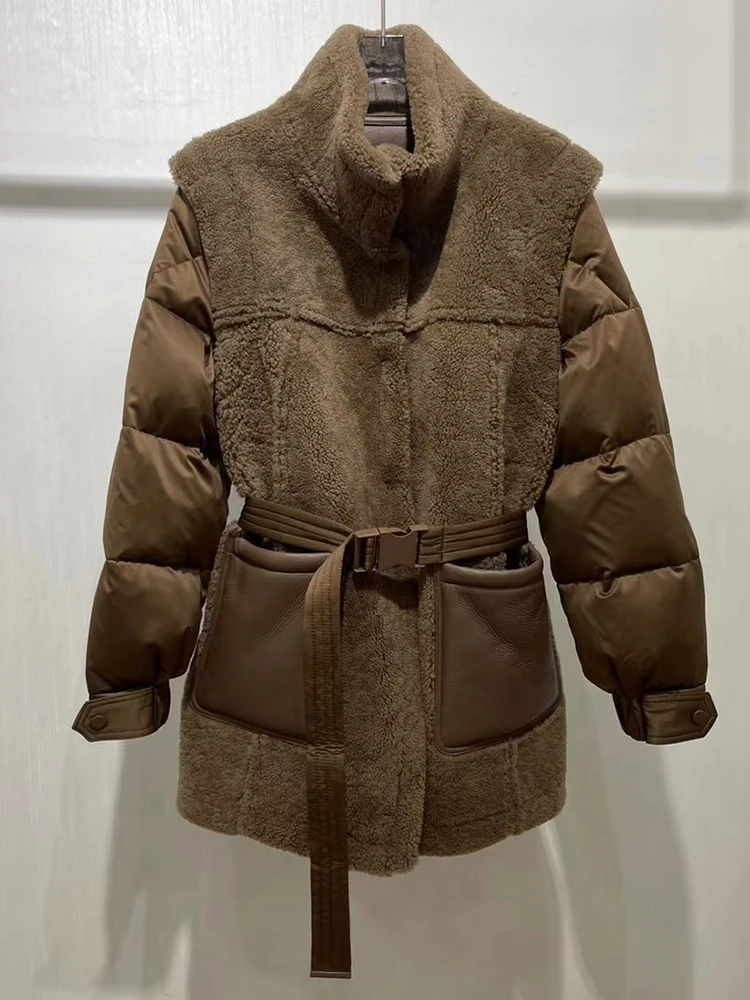 Новинка модное женское зимнее теплое пальто из натуральной овечьей шерсти