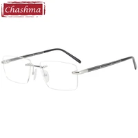 chashma rimless glasses pure titanium frame spring hinge quality prescription optical rx crystal spectacle no fading no rust