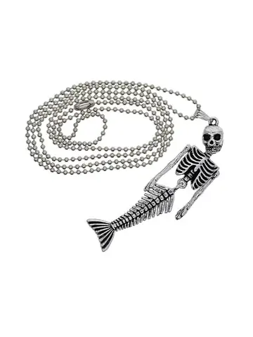 Ожерелье-цепочка из бисера на Хэллоуин с подвеской в виде скелета русалки