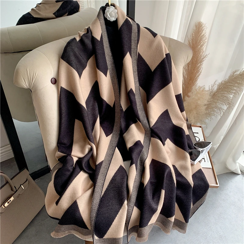 

2022 New Warm Cashmere Scarf Winter Large Pashmina Thick Blanket Shawls And Warps Bufanda Foulard Neckerchief Design Echarpe