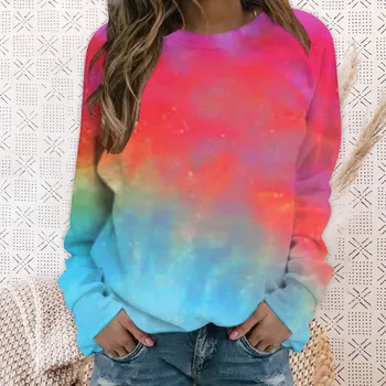 Pullovers Womens Harajuku Gradient 2022 Clothing Ladies Spring Autumn Winter Hoodies Sweatshirt Halloween Costume Casual Tops 1