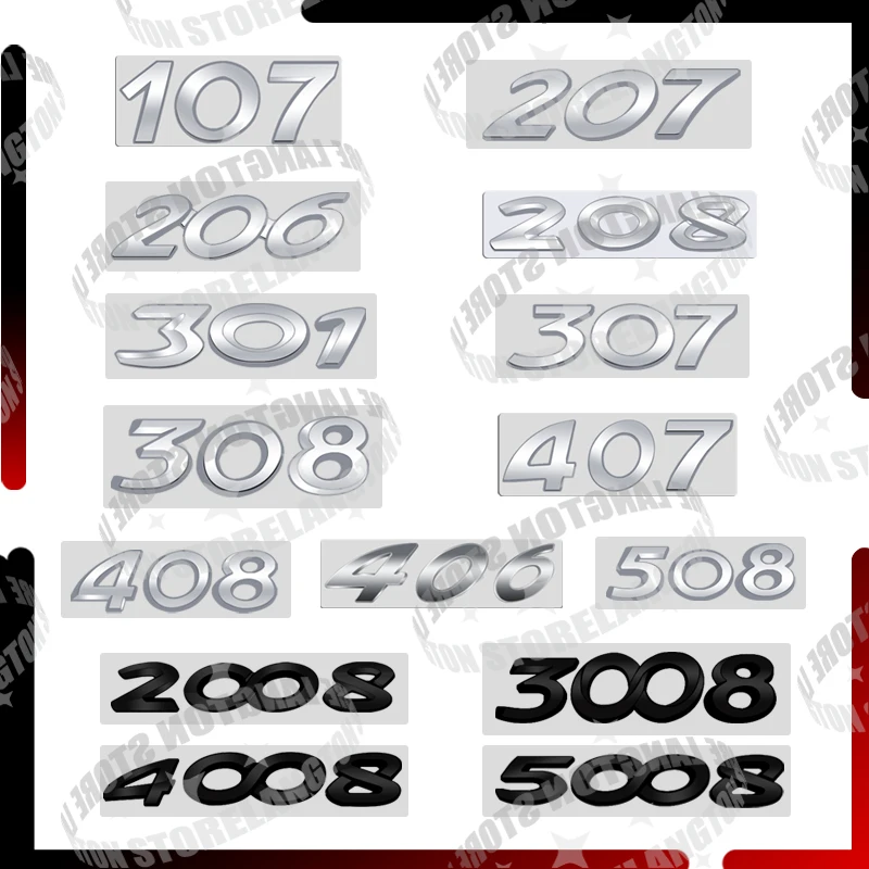 

Для Peugeot 107 206 207 208 301 307 308 406 407 408 508 2008 3008 4008 5008 значок автомобиля эмблема 3D металлическая наклейка на хвост аксессуары