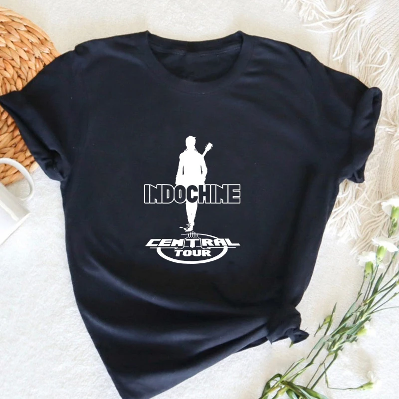 

Indochine Central Tour Rock Band T Shirts Streetwear Women Summer Short Sleeve Tee Shirt Vintage Graphic Print Woman Clothing