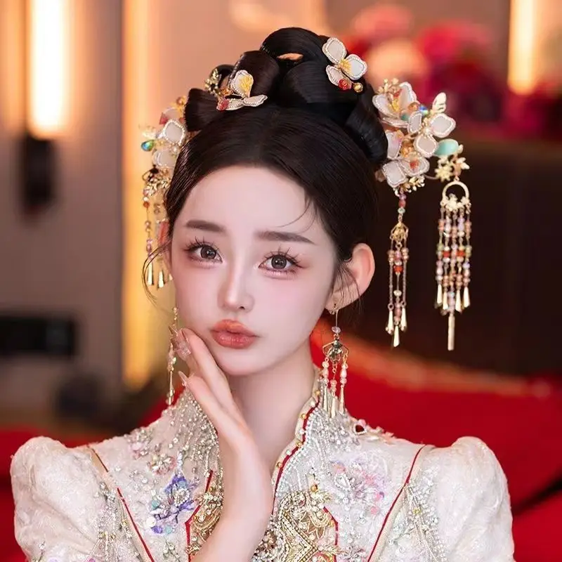 Китайские винтажные свадебные заколки в стиле ретро с драконом и Фениксом