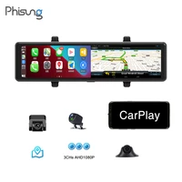 phisung s33 3 cams ahd1080p mirror car dvr with wireless carplay wifi gps 12inch touch screen car video recorder