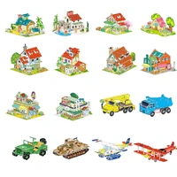 classic diy 3d puzzle famous architecture country house tank engineering vehicle assembly model card model building set