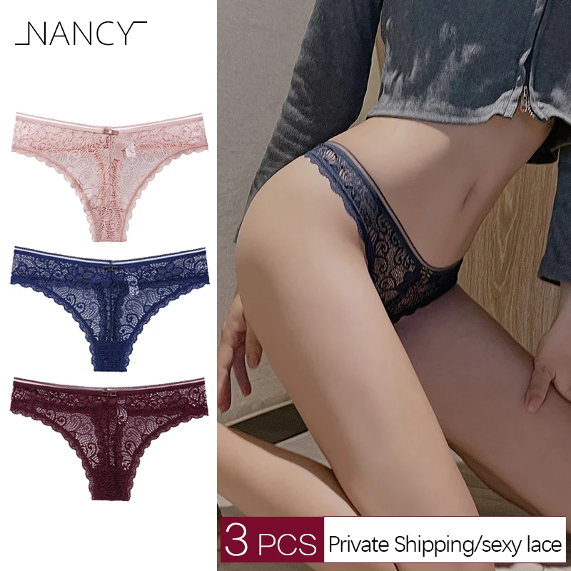 

3 шт., женские кружевные трусики с заниженной талией
