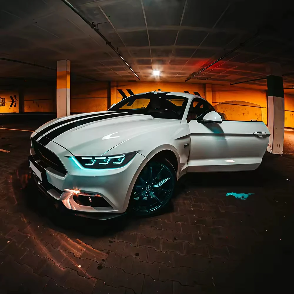 Светодиодные фары HOSI в сборе для Ford Mustang 2015-2017 RGB аксессуары Plug &amp Play передний