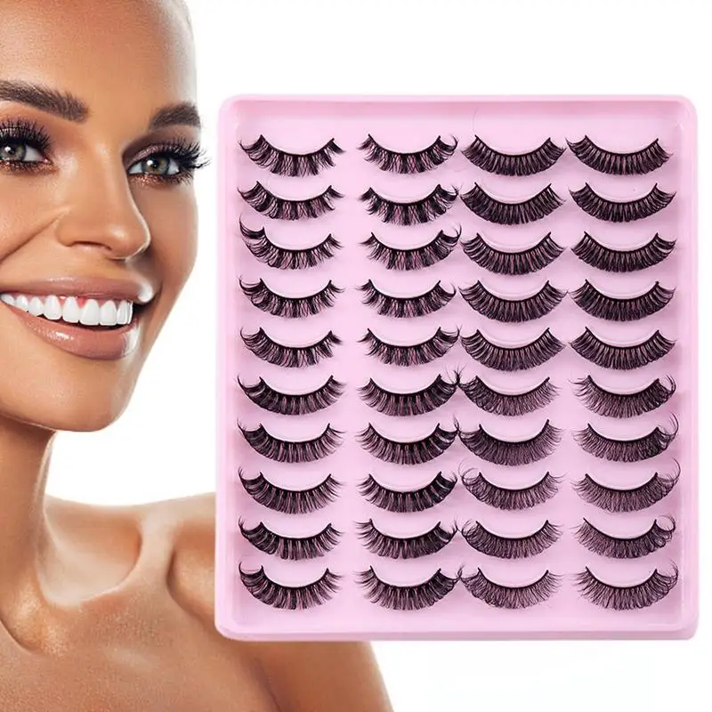 

Lashes Natural Look 3d Fake Eyelashes Natural Look Dramatic 20-pairs Dramatic Faux Lashes Long Thick Volume Messy Crossed Fake E