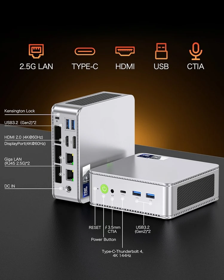 GMKtec K9 Intel Core Ultra 125H Игровой мини-ПК 14-ядерный 18-поточный преобразователь Arc Graphics