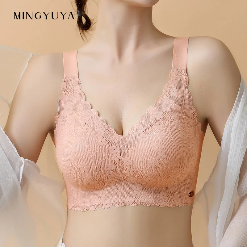 

Seamless large size underwear women's ultra-thin gathered anti-sagging sports breasts push up bra bras for women