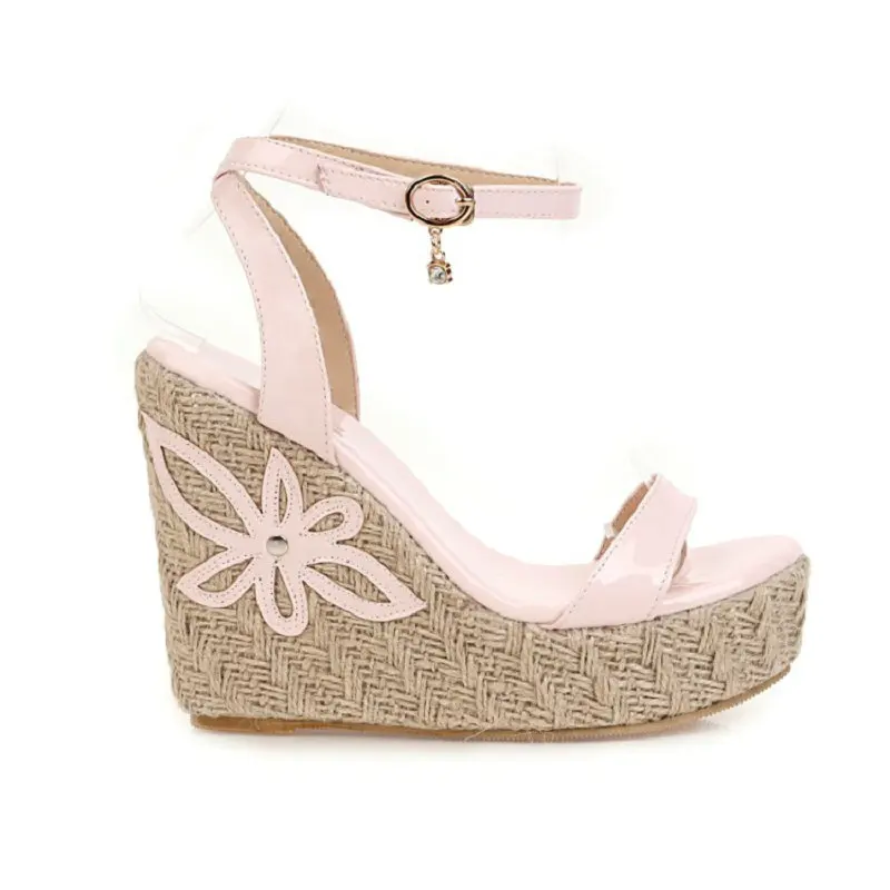 Женские летние туфли QPLYXCO размера плюс 33-46 желтые розовые на платформе с