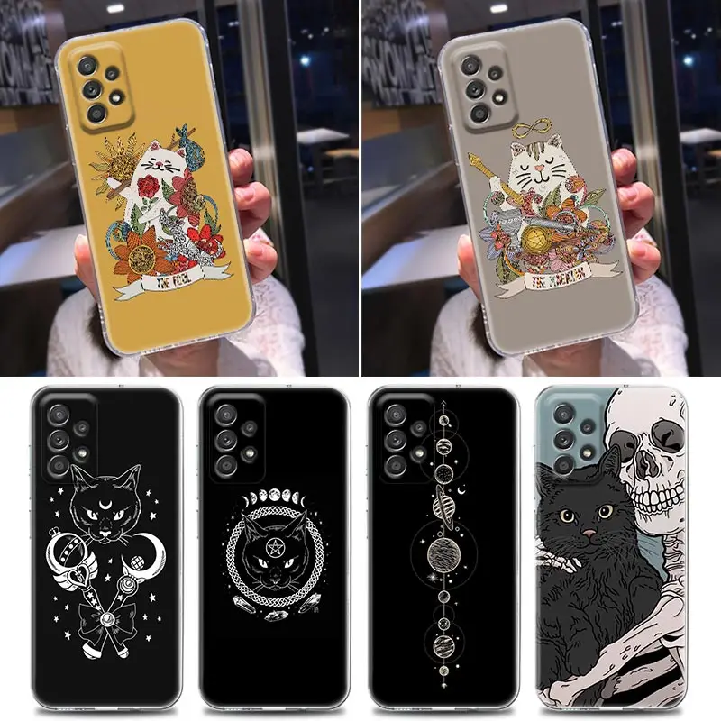 

The Fool Clear Case For Samsung Galaxy A52 A51 A53 A72 A71 A73 A32 A31 A33 A41 A22 A11 5g Cases Cover Tarot Card Sailor Moon Cat