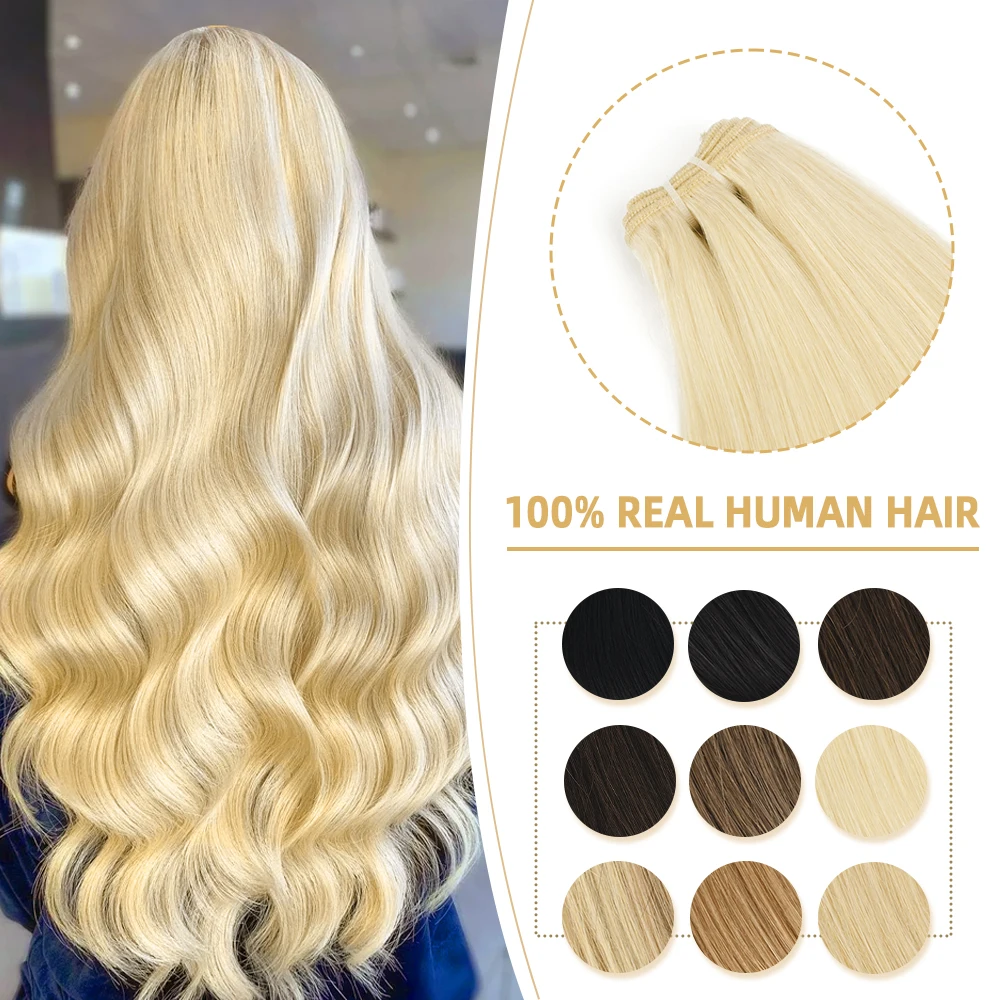 WIT Remy Hair Weft Natural Invisible Straight Weaving Bundles 20 24 