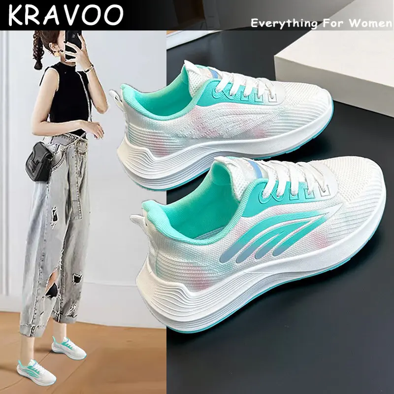 

KRAVOO INS Shoes For Women Fly Weaving Sneakers Women Comfortable Light Women's Tennis Shoes Solid Color Shoes 2023 New Summer