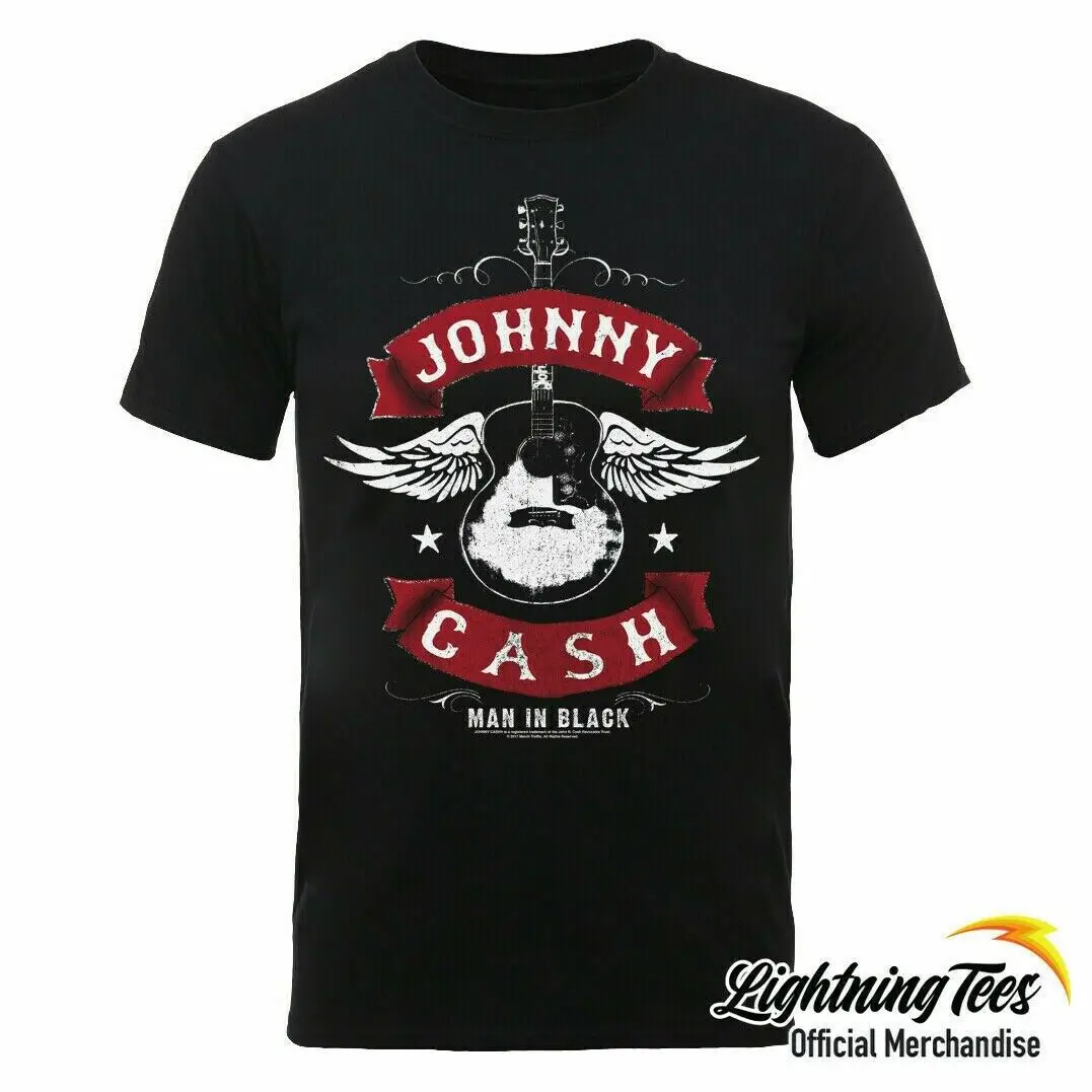 

Johnny Cash Winged Guitar Black T-Shirt Funny Vintage Gift S-3XL