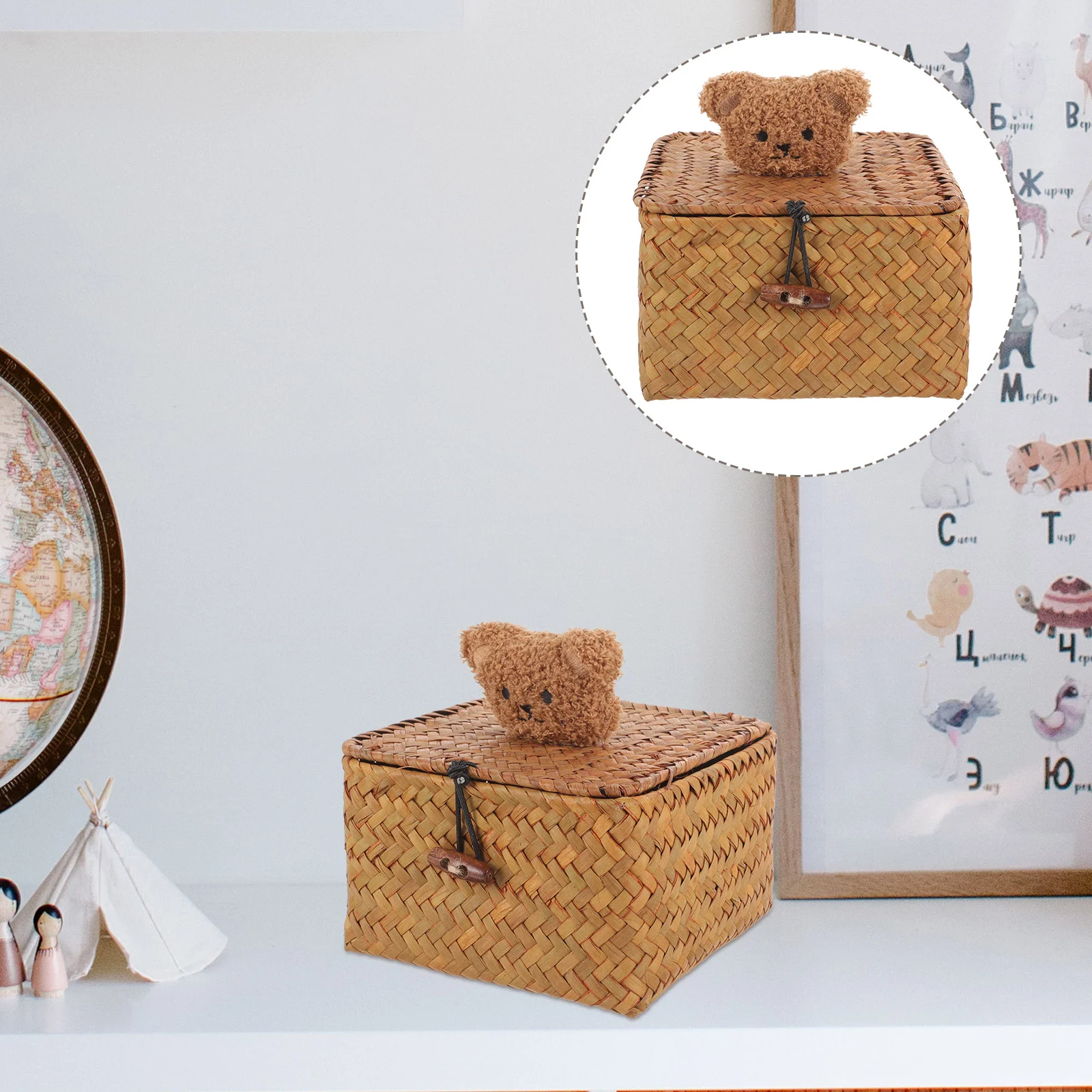 

Straw Storage Box Baskets Woven Shelves Cake Container Gift Square Shelf Seaweed Child Cupcake