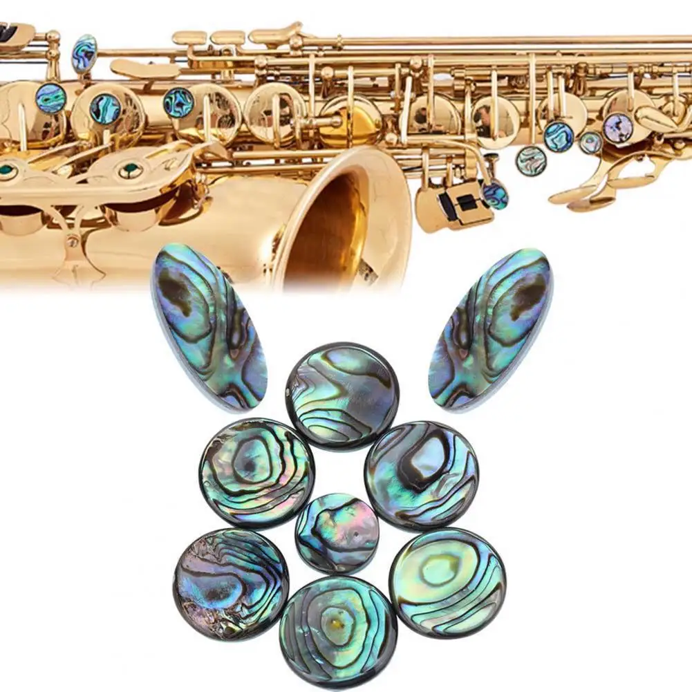 

9Pcs Saxophone Key Button Smooth Surface Key Buttons Inlays Set Wear Resistant Inlays Accessory Abalone Shell Sax Key for Alto