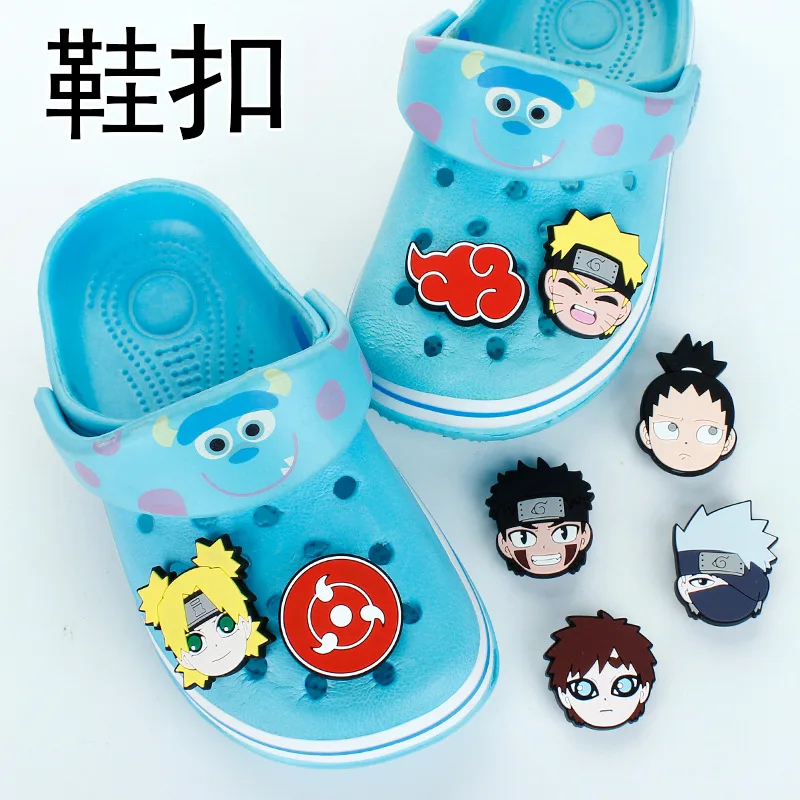 

NARUTO Anime Sandals Accessories PVC Single Sale Wholesale Shoe Buckle Fit for Crocs Charms Decorations Kids X-mas Party Gifts