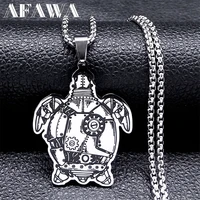 steampunk gears sea turtle necklace stainless steel silver color punk machine animal necklaces jewelry acier inoxydable n3728s02
