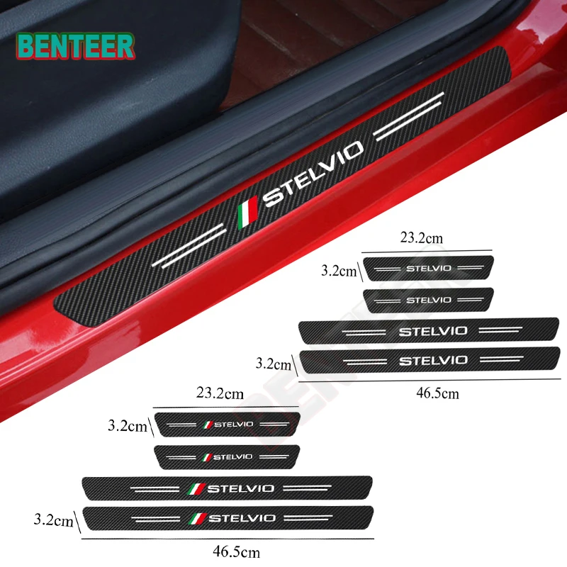

4x Carbon fiber Car Door Sill Sticker For Alfa Romeo Stelvio Auto Accessories