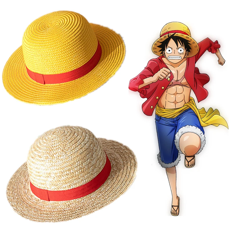 Chapeau de paille de Cosplay Monkey D Luffy pour adulte  couvre-chef de soleil d'été tissé unisexe à
