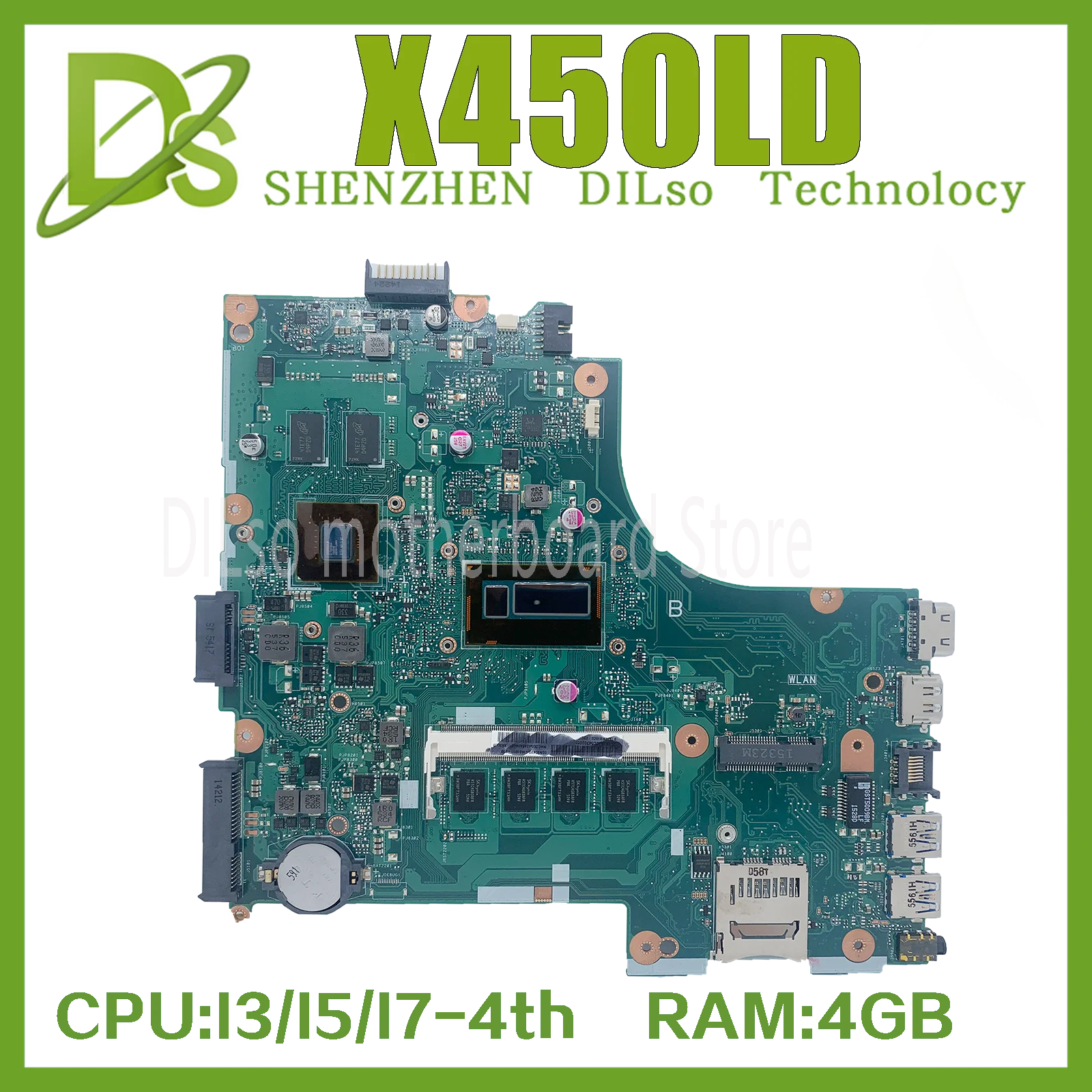 Placa-mãe do Portátil de Kefu X450ld para Asus X450lc X450ld Cpu I34010u I5-4200u I7-4500u Gt820m 4gb-ram Edp ou Lvds