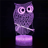 owl eagle cage bird 3d night light led visual stereo light illusion lamp bedside table lamp for birthday gift bedroom decor