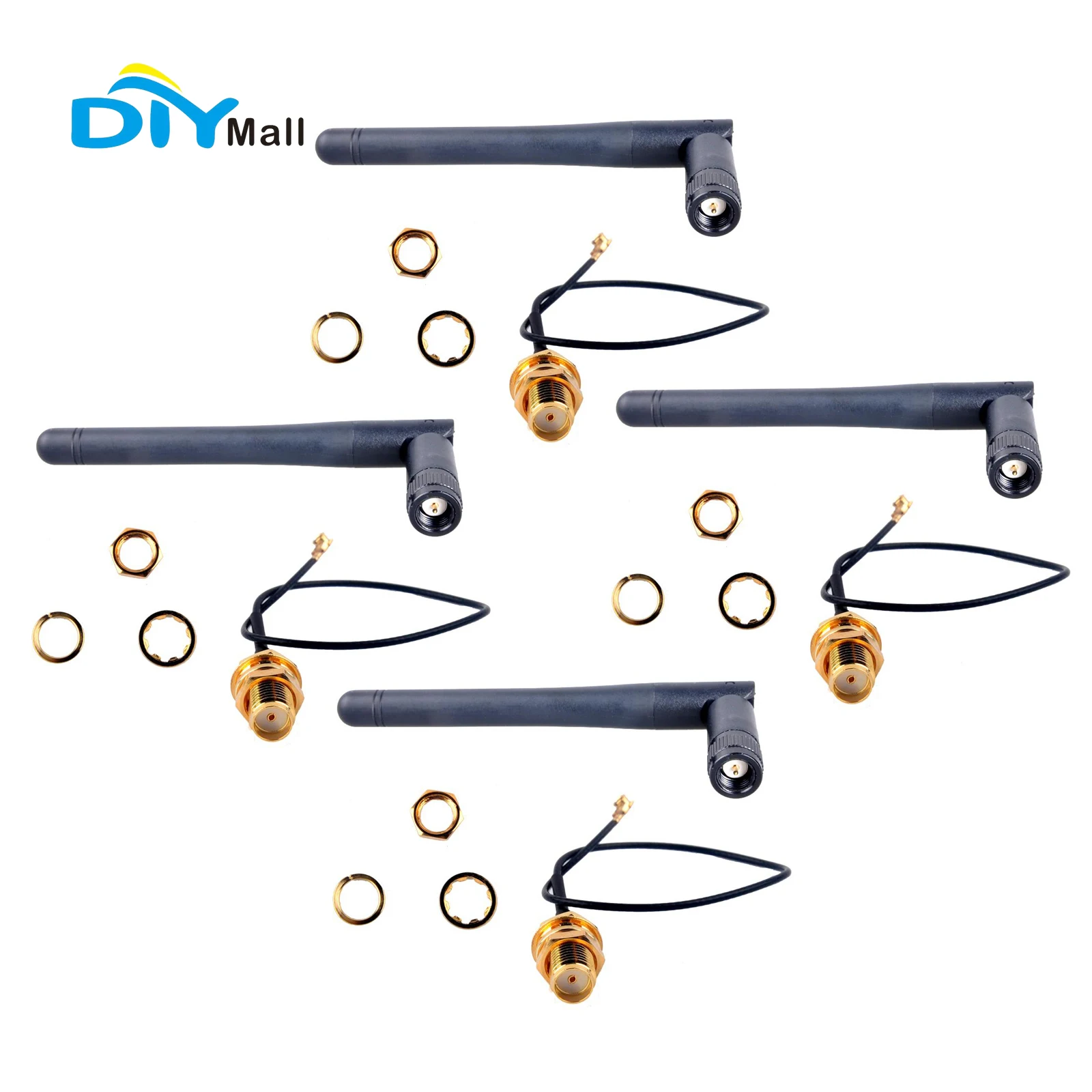 Фото DIYmall 868МГц/915МГц LoRa антенна 2dBi с кабелем U.FL на SMA (гнездо) для модуля Lora32u4 II (1/2/4 шт.) №1