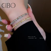 full diamond bracelet ins cool style noble temperament bracelet shiny metal texture trendy bracelet gold plated chain bracelet