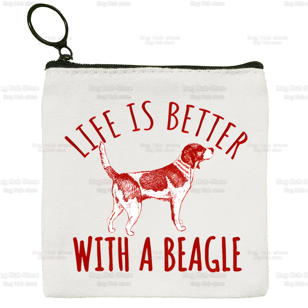 Beagle Cartoon Coin Purse Female Fabric Bagel Dog Cute Small Purse Mini Clutch Bag Cute Canvas Key Case Coin Purse