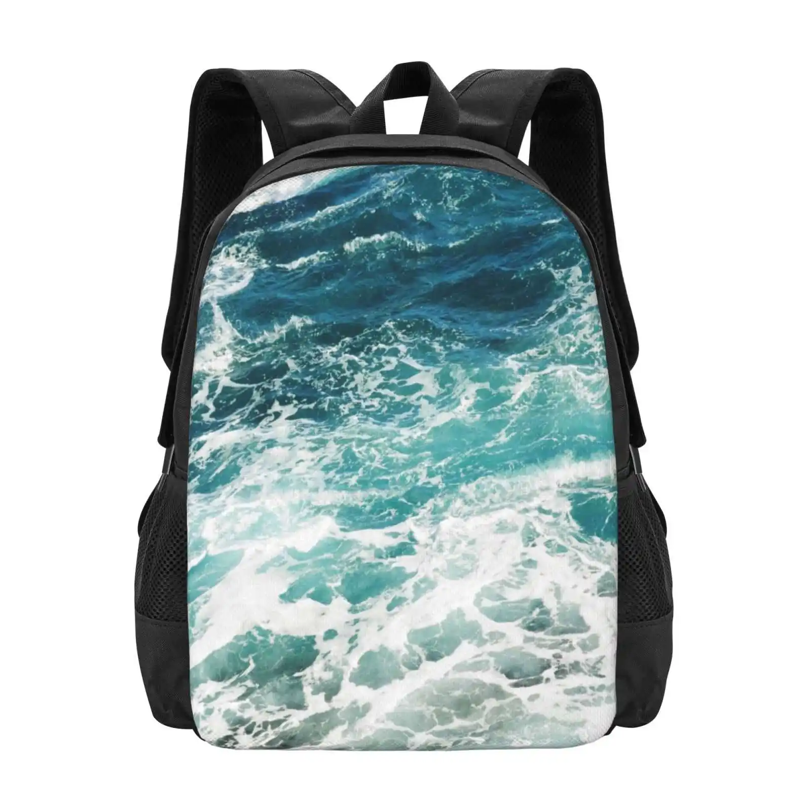 

Blue Ocean Waves Bag Backpack For Men Women Girls Teenage Ocean Water Blue White Summer Travel Explore Adventure Beach Seaside
