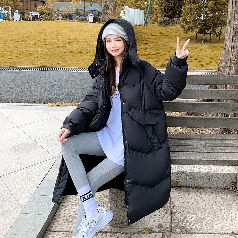 Women Hooded Down Jacket 2022 Long Jackets Overcoat Clothes Large Plus coats Windproof Warm White Duck Soft Loose Winter Coat