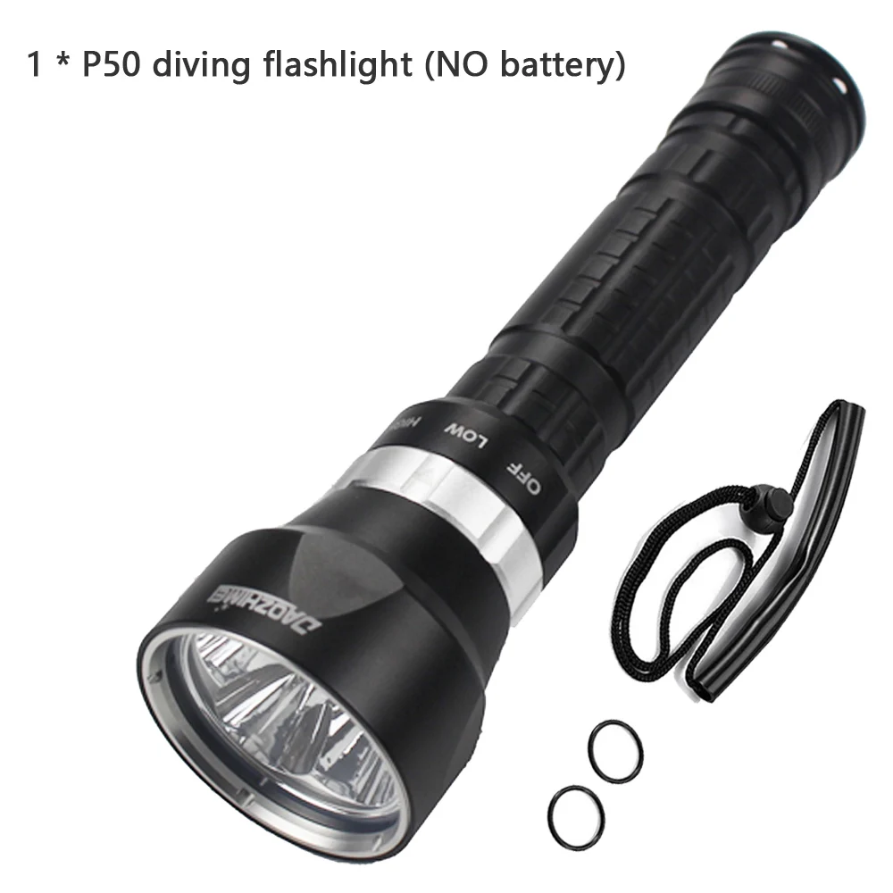 

IPX8 водонепроницаемый фонарик для дайвинга 4*XHP50 белый/желтый свет