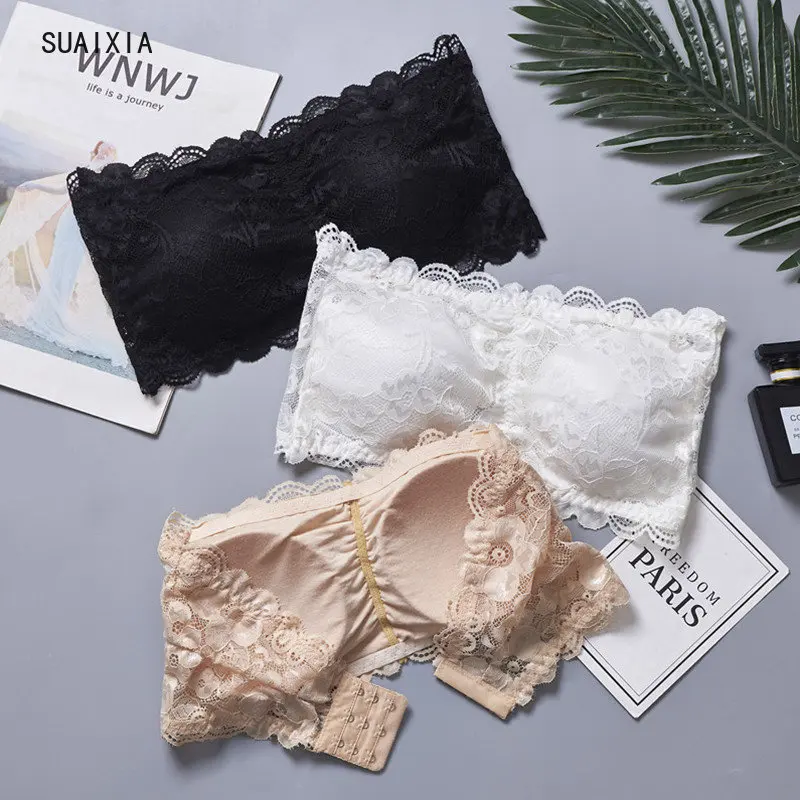 

New Tube Top Lingerie Lace 2021 Sexy Women Floral Bralet Bra Bustier Back Closure Bandeau Crop Top Bra Bralette Strapless Top