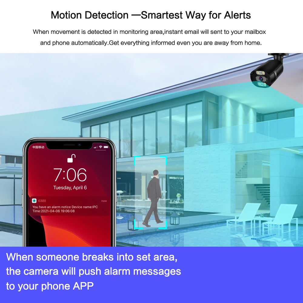 Система видеонаблюдения 4K Ultra HD 8MP POE NVR Kit Metal Street Водонепроницаемая аудио Цветная