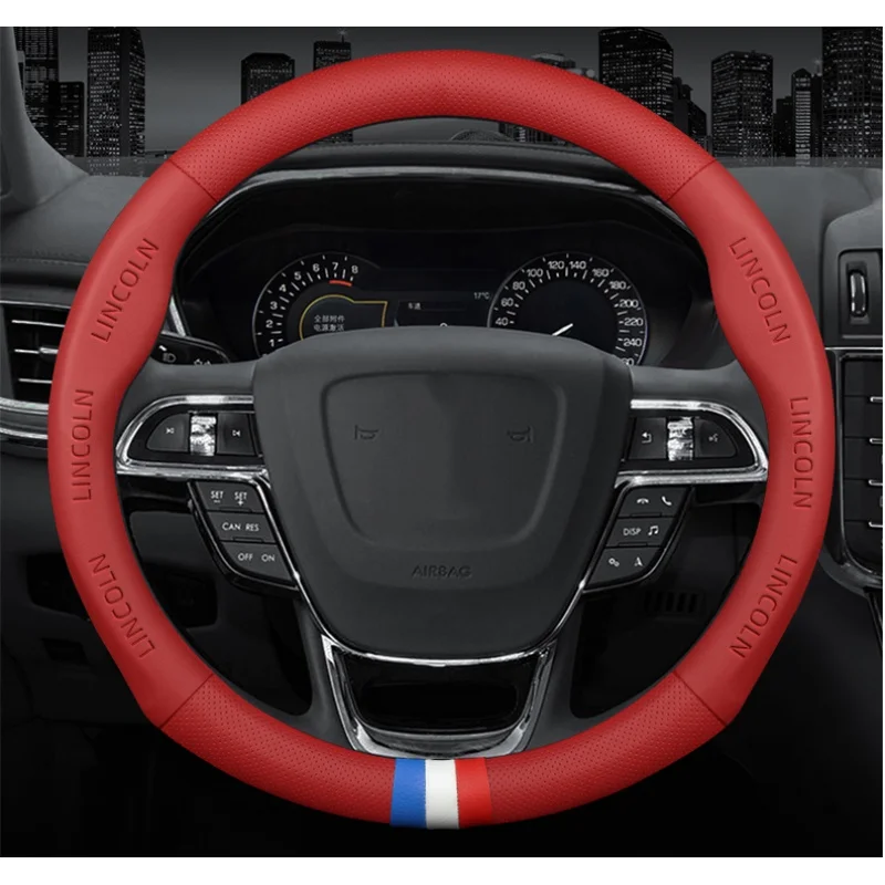 

Car PU leather steering wheel Cover For Lincoln Continental Navigator MKZ MKX MKT MKS MKC Nautilus Corsair Continental Aviator
