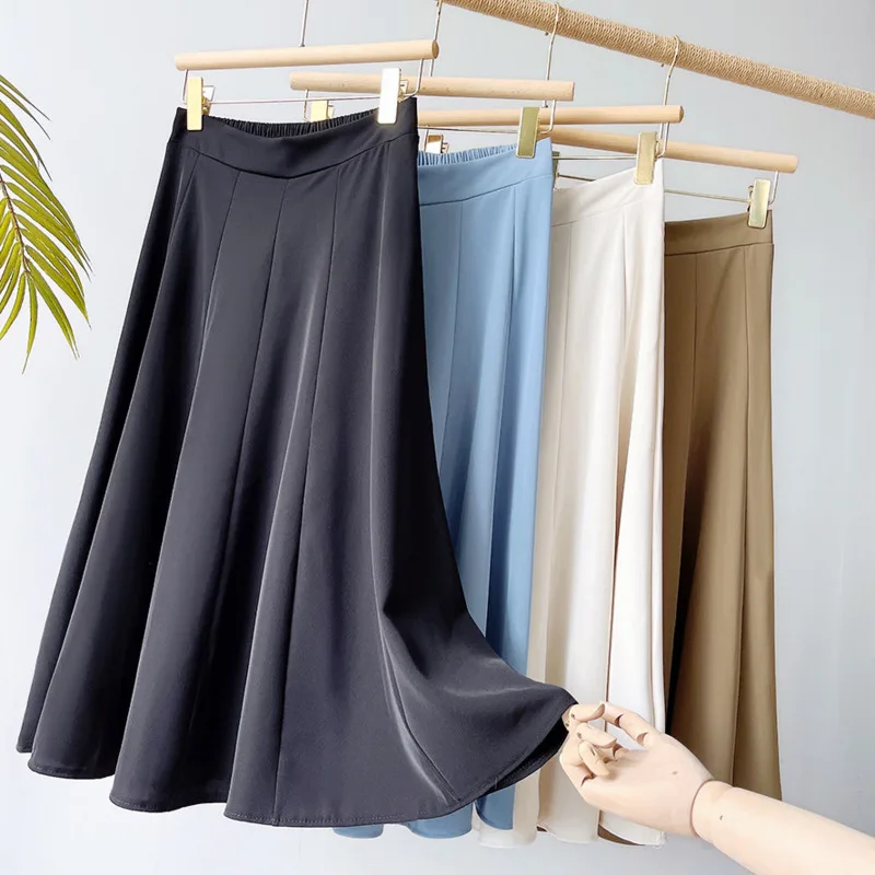 

Women Solid Button A-line Skirts College Tender Solid All-match Elegant Casual Korean Fashion Clothing Vintage Street Skirts