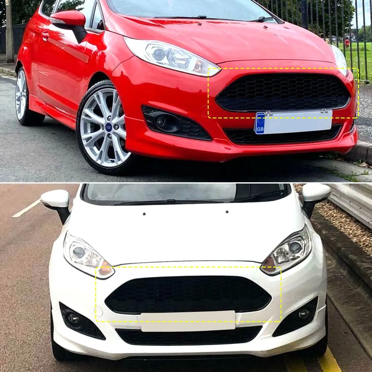 Черная ячеистая Верхняя Нижняя решетка для Ford Fiesta Zetec-S 2013-2017 передний бампер